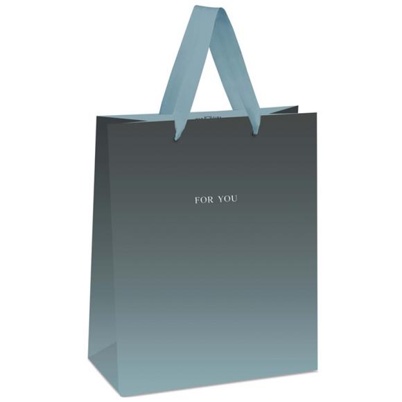 Пакет подарочный 18*23*10см отделка фольгой, MESHU Duotone PowderBlack-blue gradient, 1шт