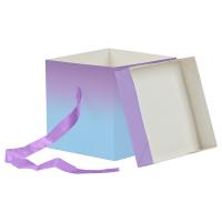 Коробка подарочная складная MESHU "Duotone. Blue-Lilac gradient", (15*15*15см), с лентой