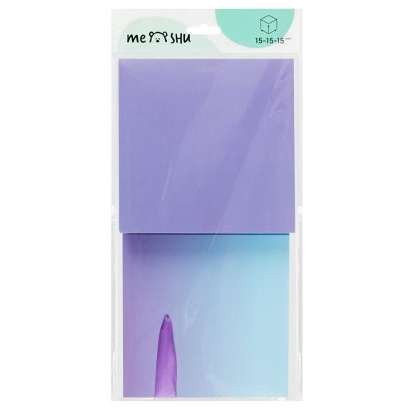 Коробка подарочная складная MESHU "Duotone. Blue-Lilac gradient", (15*15*15см), с лентой