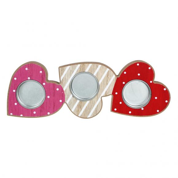 Подсвечник 24*8см Сердце, МДФ, металл, 3 цвета