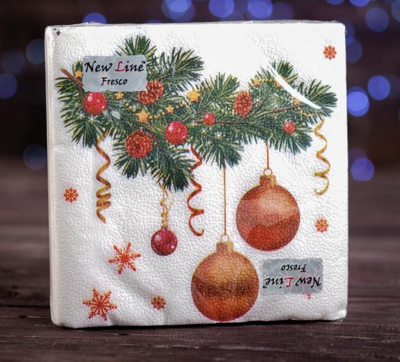 Салфетка Новогодний кант 33*33см, 20 шт., 2-х слойная