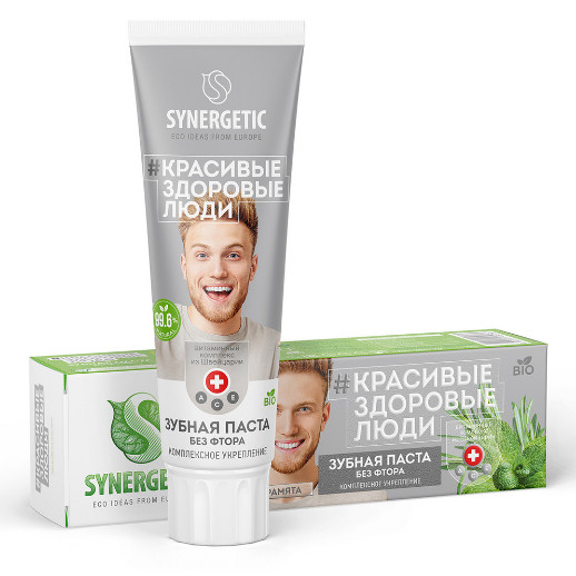 Зубная паста Synergetic 100гр, Комплексное укрепление Ультрамята