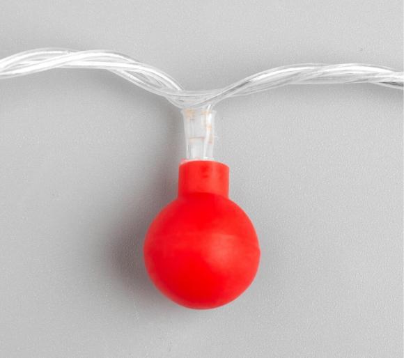 Гирлянда Шарики красные 5 м IP20, 30 LED, свечение красное, 8 режимов, 220 В