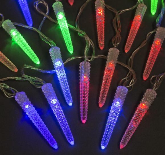 Гирлянда Сосульки граненые 5 м, IP20, 20 LED, свечение мульти (RG/RB), мигание, 220 В