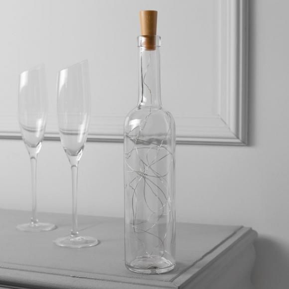 Гирлянда с пробкой нить 2м, IP20, серебристая нить, 20 LED, свечение синее