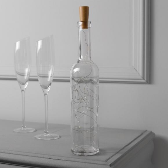 Гирлянда с пробкой серебристая нить 2 метра, IP20,  20 LED, свечение мульти