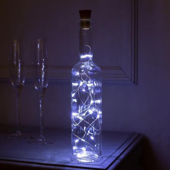 Гирлянда с пробкой на солнечной батарее, длина 2 метра, IP44, серебристая нить, 20 LED