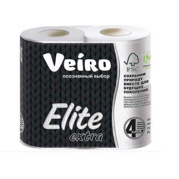 Туалетная бумага 4-х слойная Veiro Elite, 4 рулона