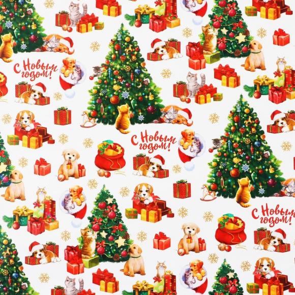 Бумага новогодняя упаковочная глянцевая Зимняя сказка 70 × 100 см
