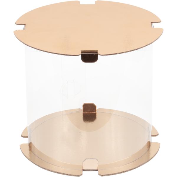 Коробка-тубус для торта золотистая, высота160мм, диаметр 160мм, Forgenika