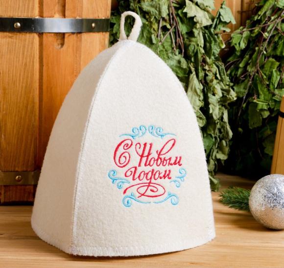 Банный набор Новогодняя посылочка, шапка, коврик, рукавица