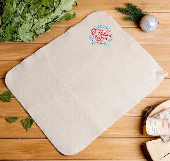 Банный набор Новогодняя посылочка, шапка, коврик, рукавица