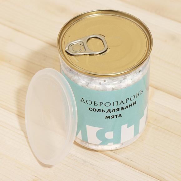 Соль для бани Мята в прозрачной банке, 400 гр