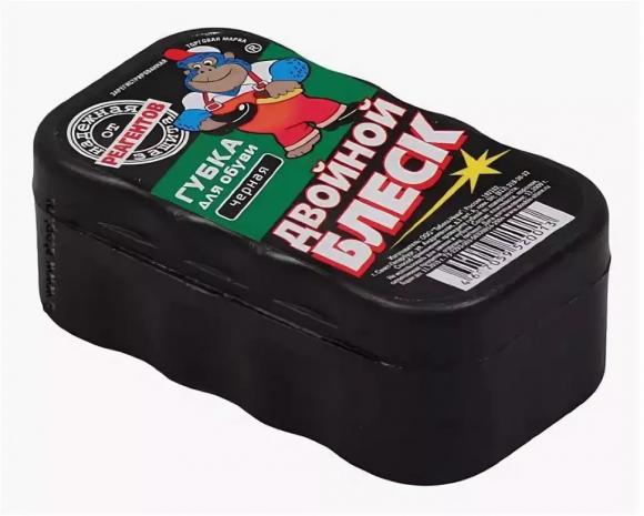 Губка для обуви, черная, стандарт, Двойной блеск