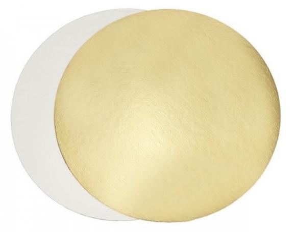 Подложка для торта круглая золото/жемчуг диаметр 16 см, усиленная 1,5 мм