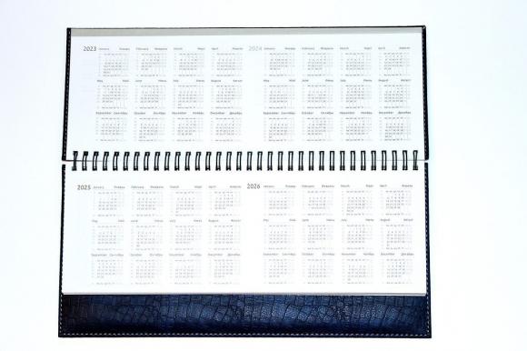 Планинг датированный 2024г Vertical, 310*145мм 64 листа, коричневый, твердая обложка, кожзам, евроспираль, 70г/м2