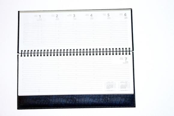 Планинг датированный 2024г Vertical, 310*145мм 64 листа, коричневый, твердая обложка, кожзам, евроспираль, 70г/м2