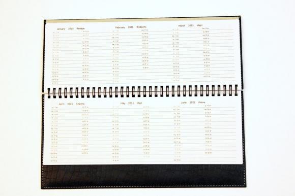 Планинг датированный 2024г Vertical, 310*145мм 64 листа, коричневый, твердая обложка, кожзам, евроспираль, 70г/м2