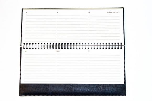 Планинг датированный 2024г Vertical, 310*145мм 64 листа, коричневый, твердая обложка, кожзам, евроспираль, 70г/м2