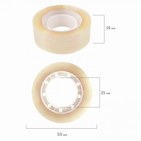 Клейкая лента (скотч) 19мм*33м канцелярская ОФИСМАГ, прозрачная, 1 ролик