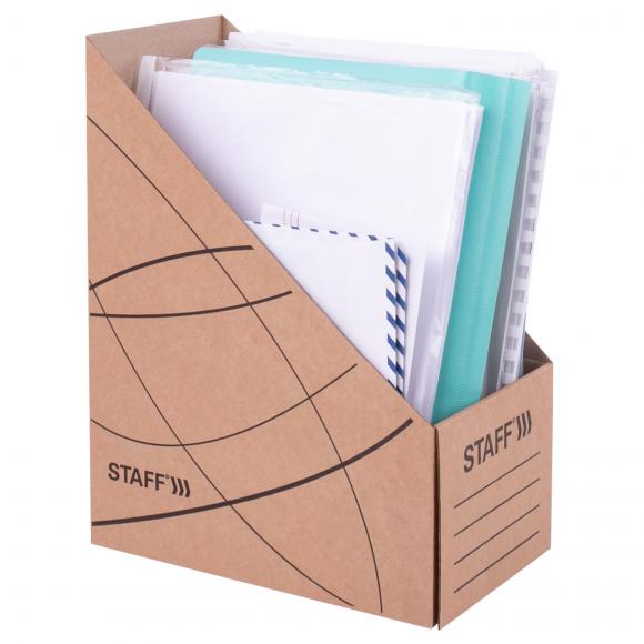 Лоток вертикальный для бумаг микрогофрокартон (250х320 мм), ширина 150 мм, до 1400 листов, STAFF, БУРЫЙ