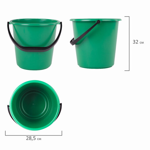 Ведро 10 литров с ручкой, хозяйственное, пластиковое, без крышки, цвет ассорти