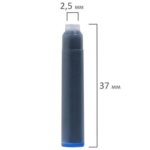 Картриджи чернильные синие 10 штук, BRAUBERG DELTA