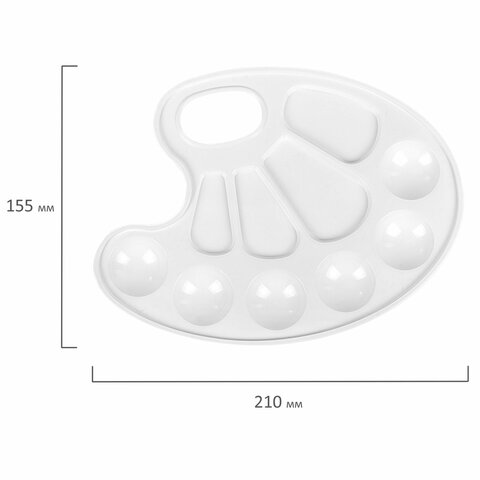 Палитра для рисования, белая, овальная, 10 ячеек (6 ячеек для красок и 4 для смешивания)  ПИФАГОР "ЭНИКИ-БЕНИКИ"