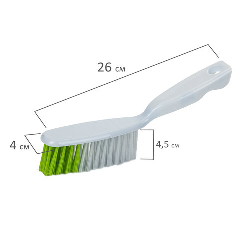 Совок для мусора + щетка, пластик, резиновая кромка, зелено-белый, ЛЮБАША