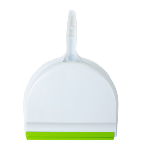 Совок для мусора + щетка, пластик, резиновая кромка, зелено-белый, ЛЮБАША