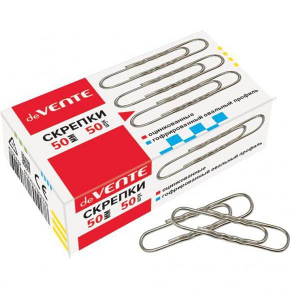 Скрепки 50мм - 50шт. гофрированные оцинкованные, deVENTE