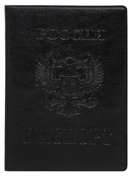 Обложка для паспорта экокожа черная MILAND Стандарт