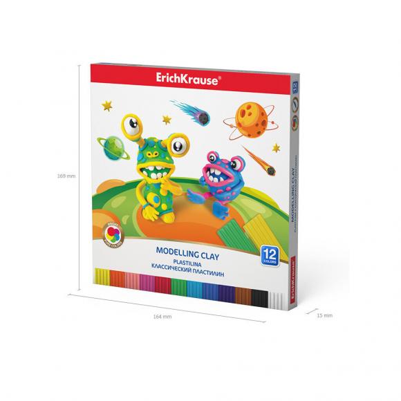 Пластилин 12 цветов ErichKrause 216гр. Cosmic Monsters со стеком