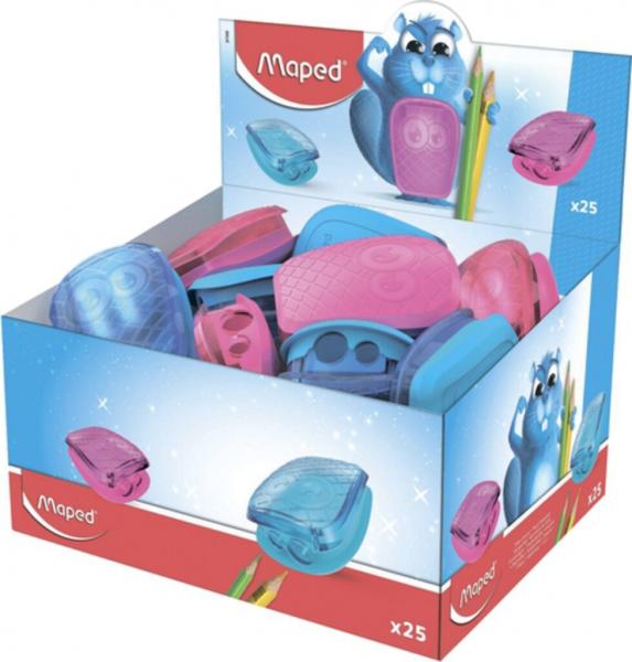 Точилка с двумя отверстиями, с контейнером, пластиковая, Maped PULSE, цвет ассорти, 1шт