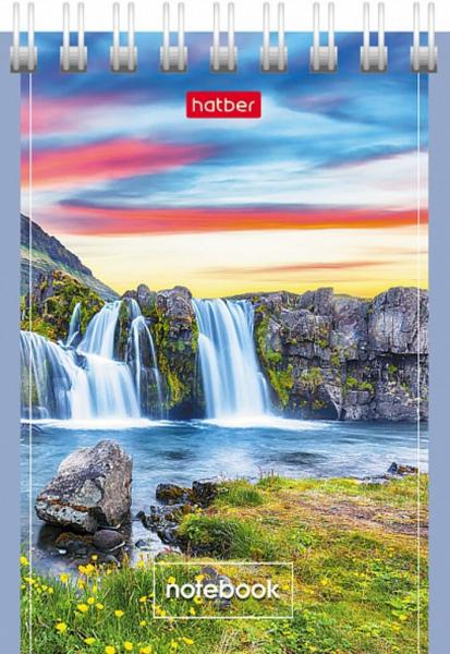 Блокнот А7 40л гребень "Великолепные пейзажи" клетка Hatber