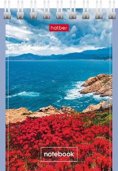 Блокнот А7 40л гребень "Великолепные пейзажи" клетка Hatber