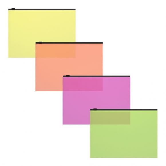 Конверт на молнии С6 ErichKrause (175*120мм) полупрозрачный Fizzy Neon, ассорти