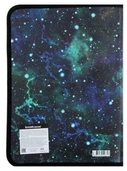 Папка для тетрадей А4 на молнии ErichKrause 327мм*228мм*30мм, пластик, Emerald Stardust