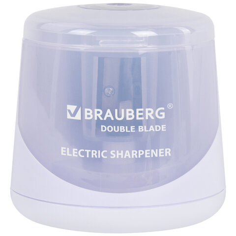 Точилка электрическая BRAUBERG DOUBLE BLADE WHITE, двойное лезвие