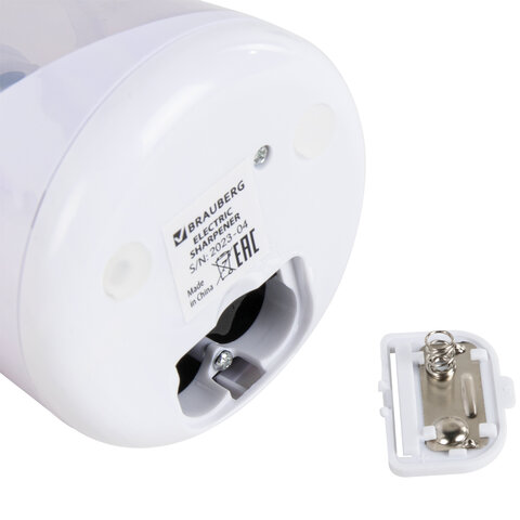 Точилка электрическая BRAUBERG DOUBLE BLADE WHITE, двойное лезвие