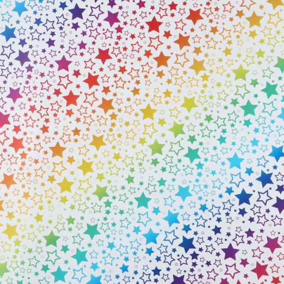 Бумага упаковочная глянцевая Радужные звезды, 70 х 100 см