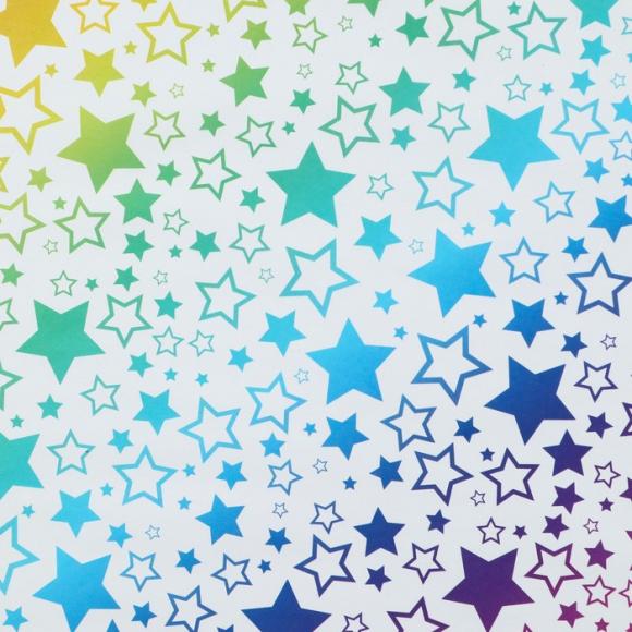 Бумага упаковочная глянцевая Радужные звезды, 70 х 100 см