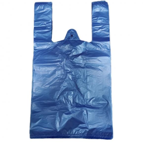 Пакеты майка с ручками 25*43см плотные 80шт/уп., плотность 13мкм, синие