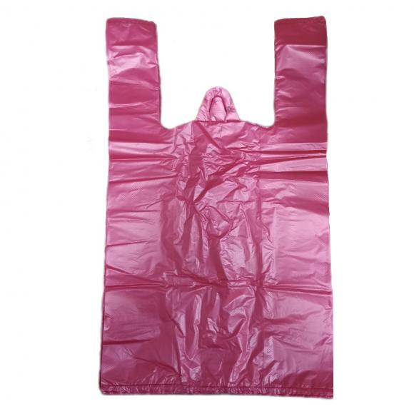 Пакеты майка с ручками 25*43см плотные 80шт/уп., плотность 13мкм, малиновые