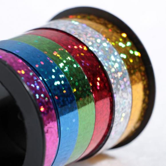 Лента упаковочная голографическая 6 цветов ассорти, 0,5 см х 3 метра, UPAK LAND, 1шт