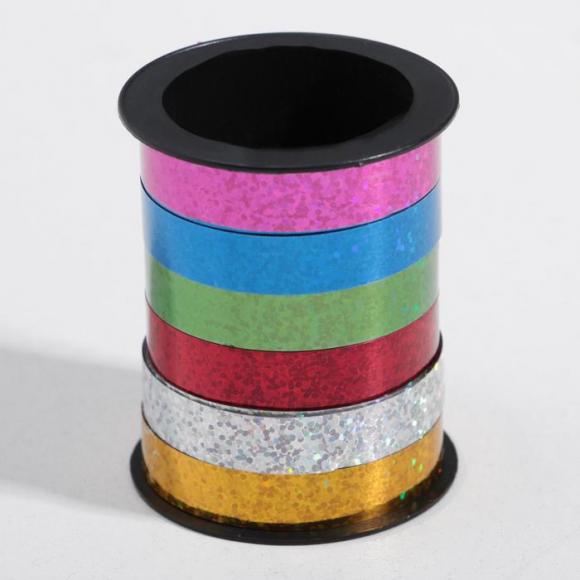 Лента упаковочная голографическая 6 цветов ассорти, 0,5 см х 3 метра, UPAK LAND, 1шт
