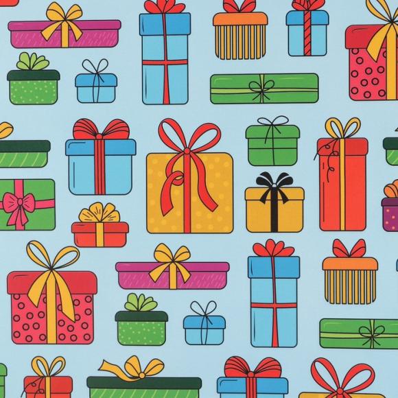 Бумага упаковочная глянцевая «Подарки», 70*100 см