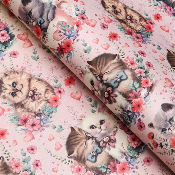 Бумага подарочная упаковочная крафтовая Котята, 70см х100см
