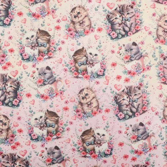 Бумага подарочная упаковочная крафтовая Котята, 70см х100см