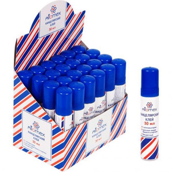 Клей канцелярский 30 мл., Attomex, с пластиковым сетчатым аппликатором, 1шт